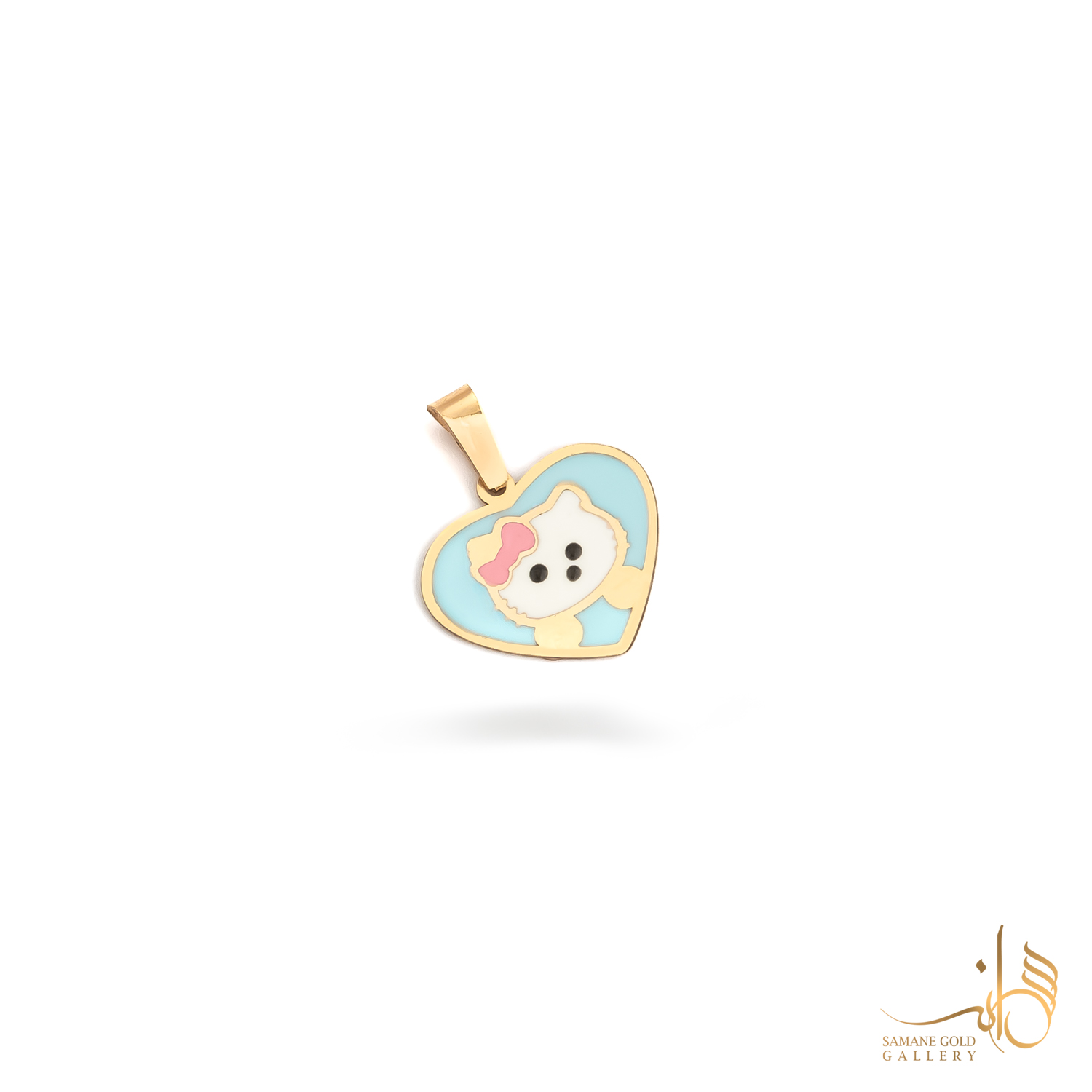 آویز طلا قلب آبی و کیتی