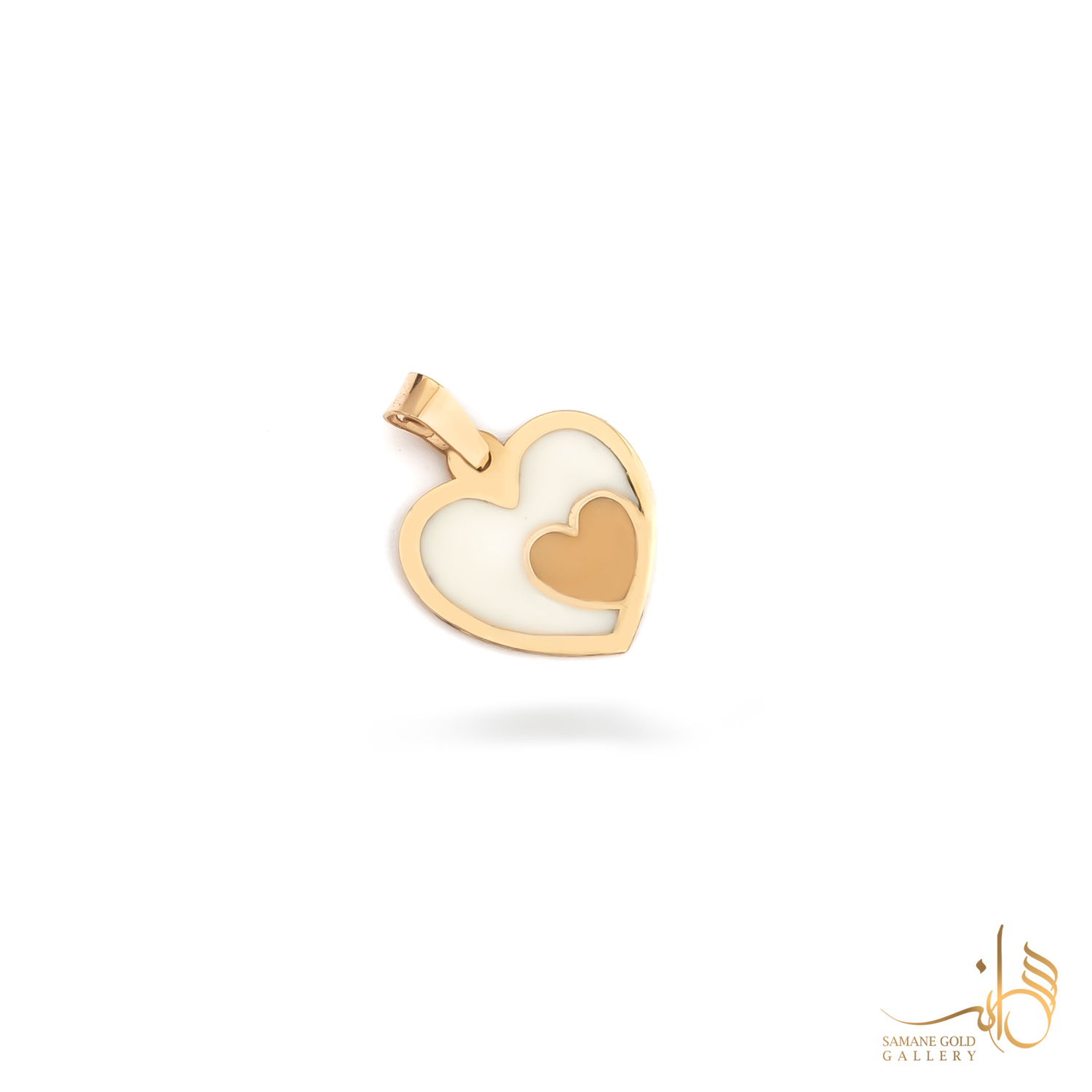آویز طلا قلب دوتایی