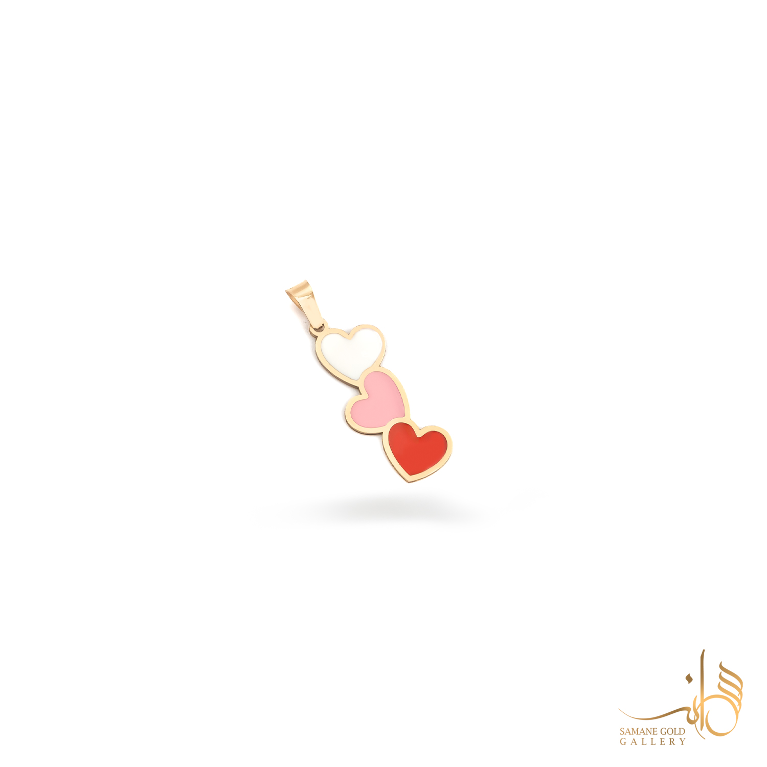 آویز طلا سه قلب رنگی