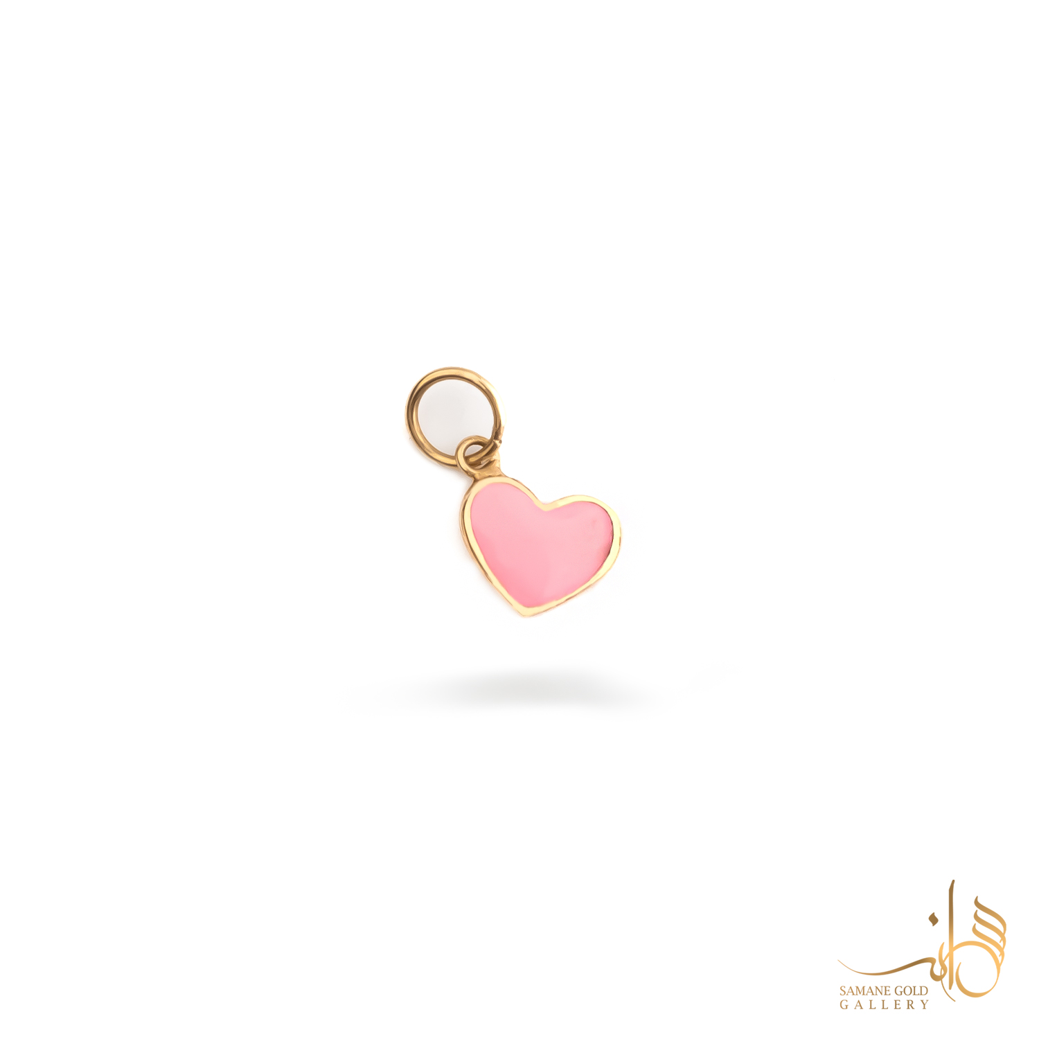 آویز طلا قلب مینا صورتی