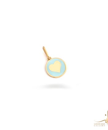 آویز طلا گرد قلب آبی