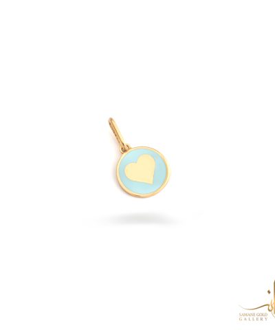 آویز طلا گرد قلب آبی
