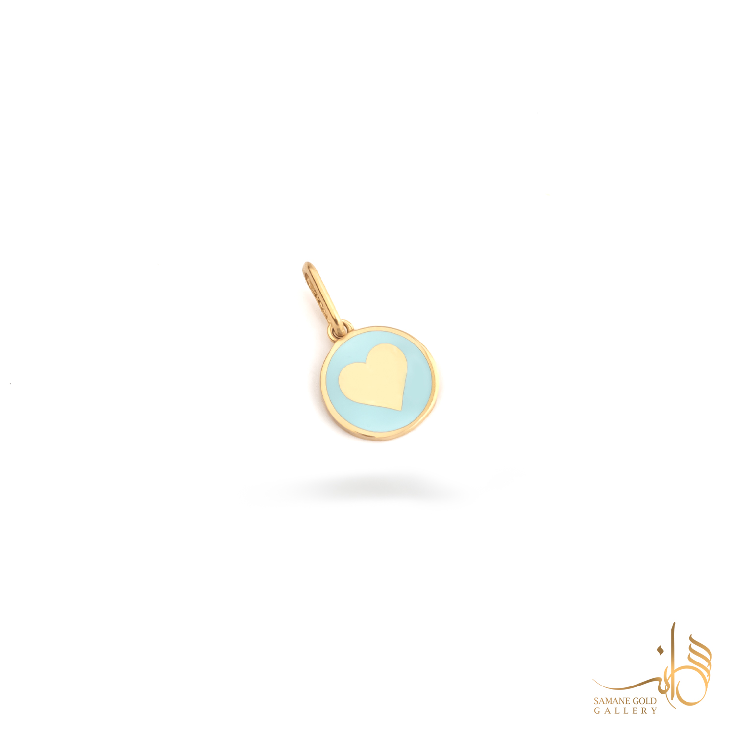 آویز طلا گرد قلب آبی