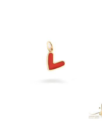 آویز طلا قلب دفرمه قرمز