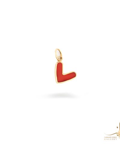 آویز طلا قلب دفرمه قرمز