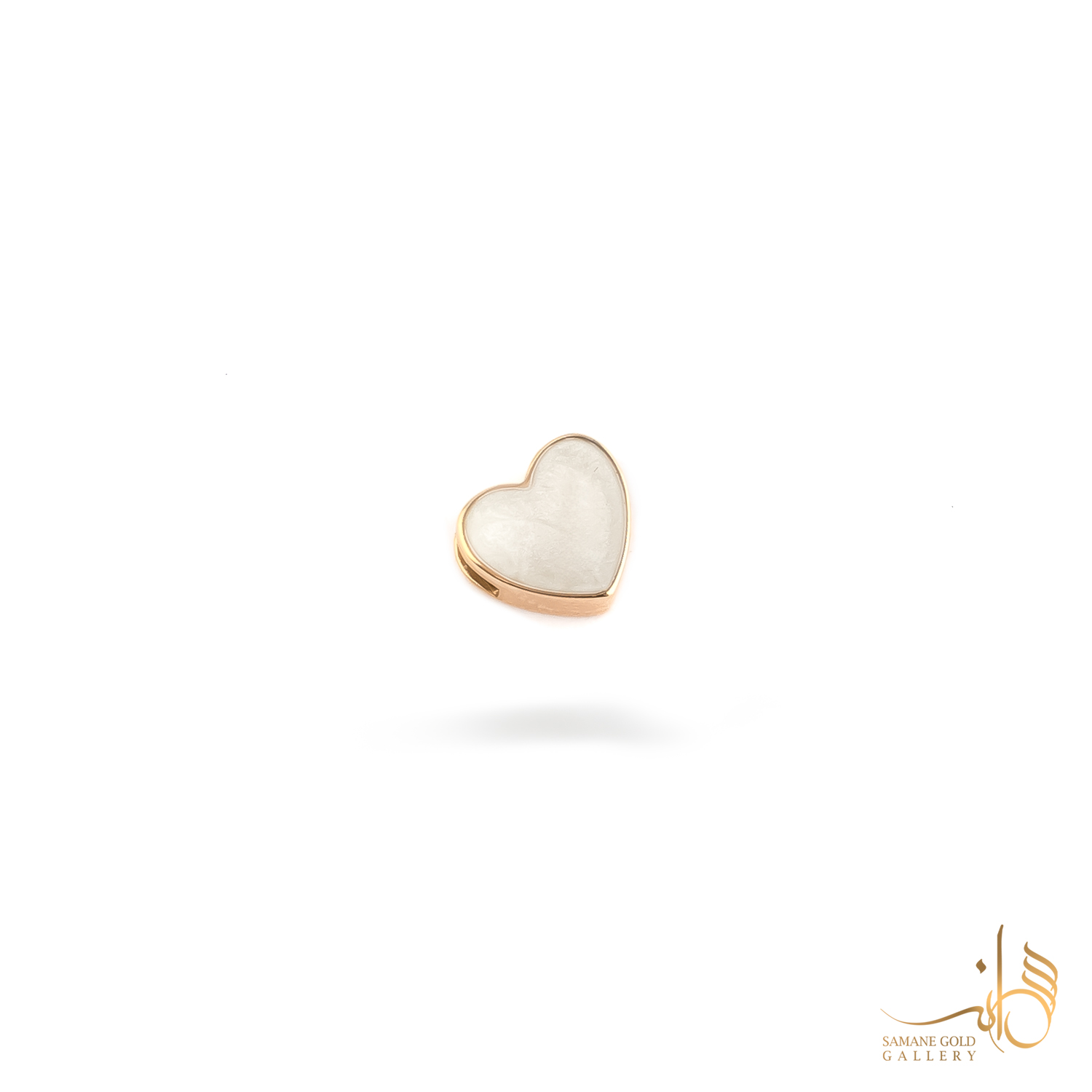 آویز طلا قلب مینا سفید صدفی