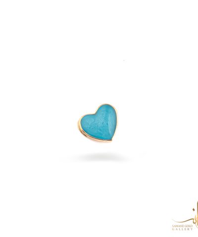 آویز طلا قلب مینا آبی فیروزه‌ای