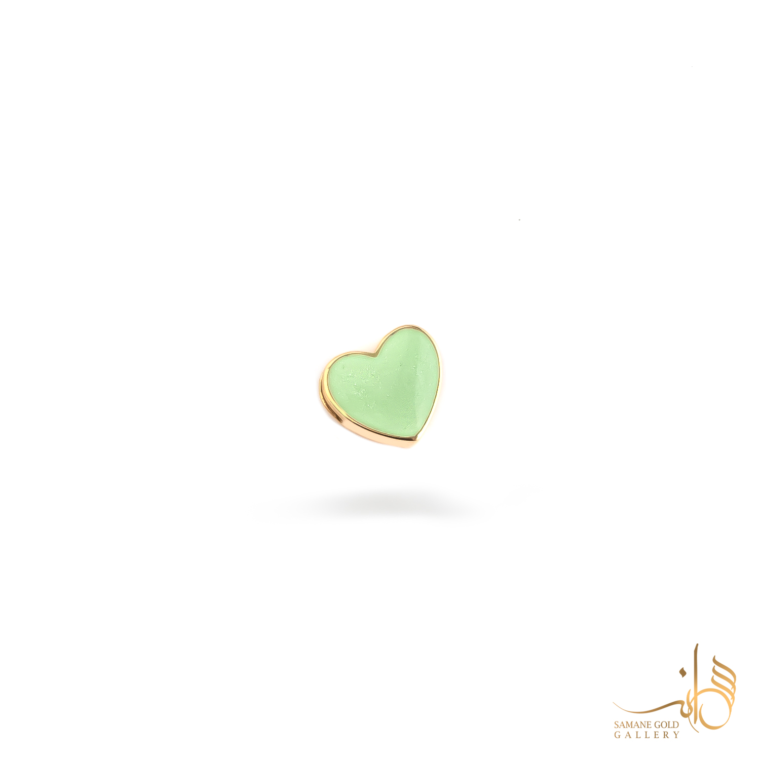 آویز طلا قلب مینا سبز پسته‌ای