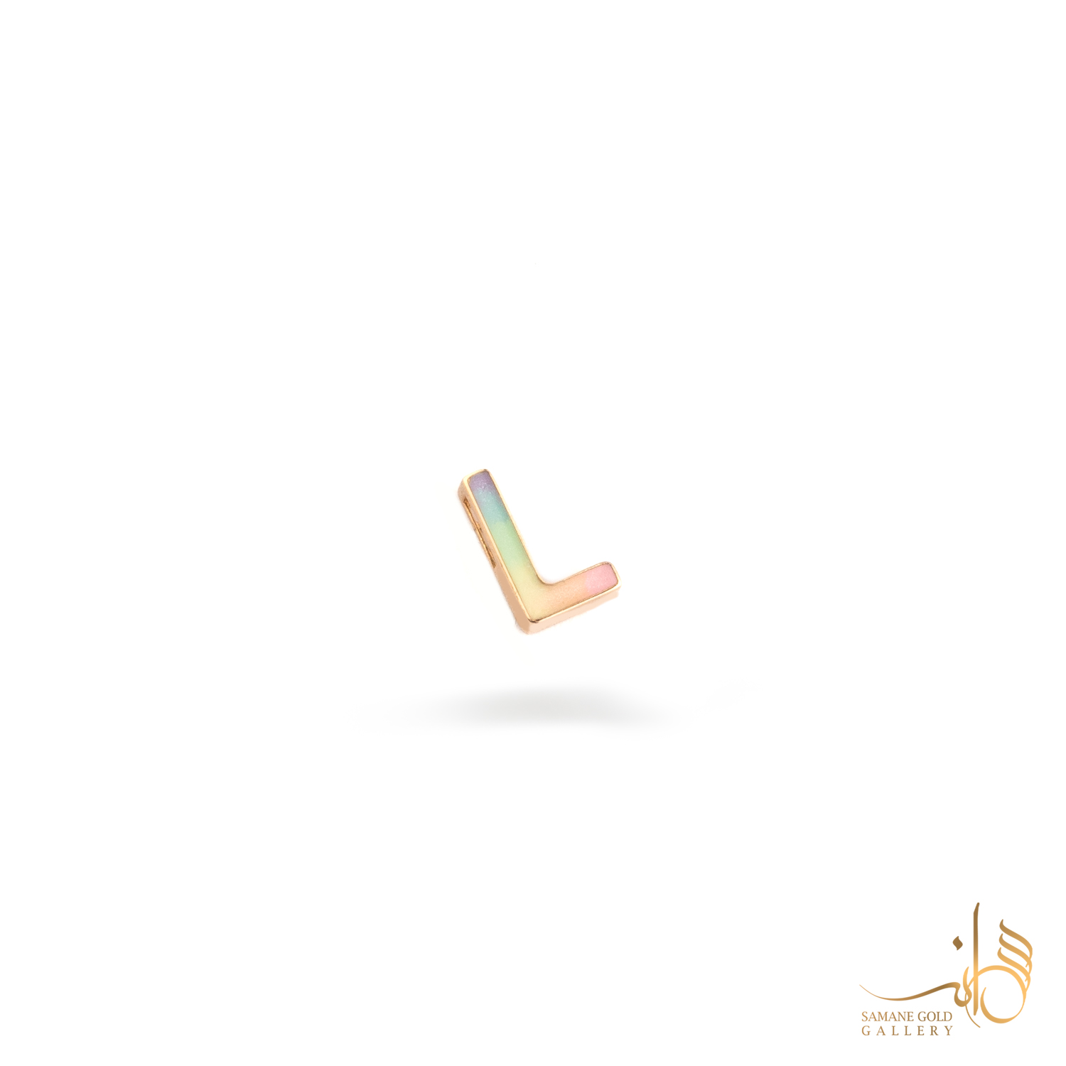آویز طلا L رنگین‌کمانی