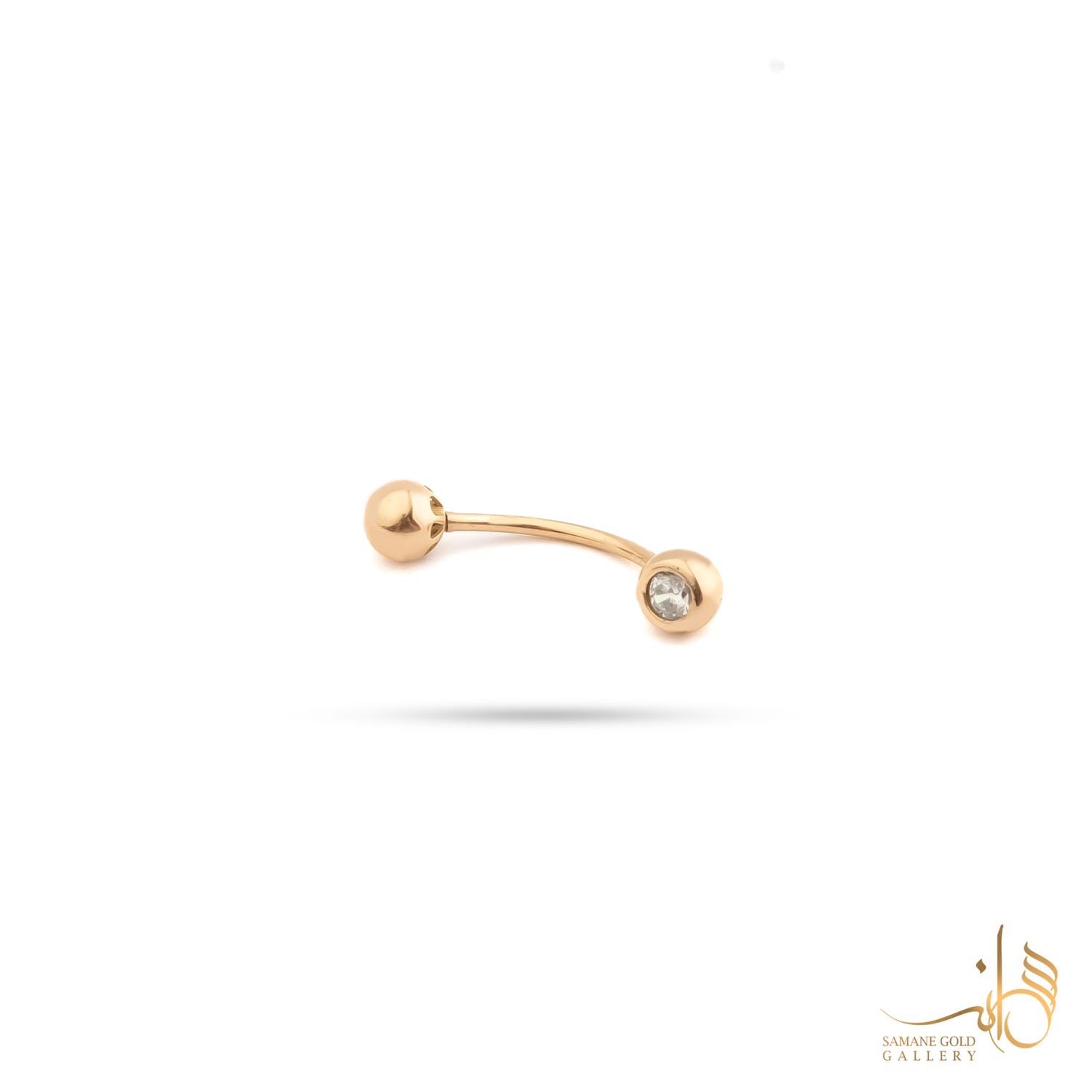 پیرسینگ ناف طلا تک‌نگین