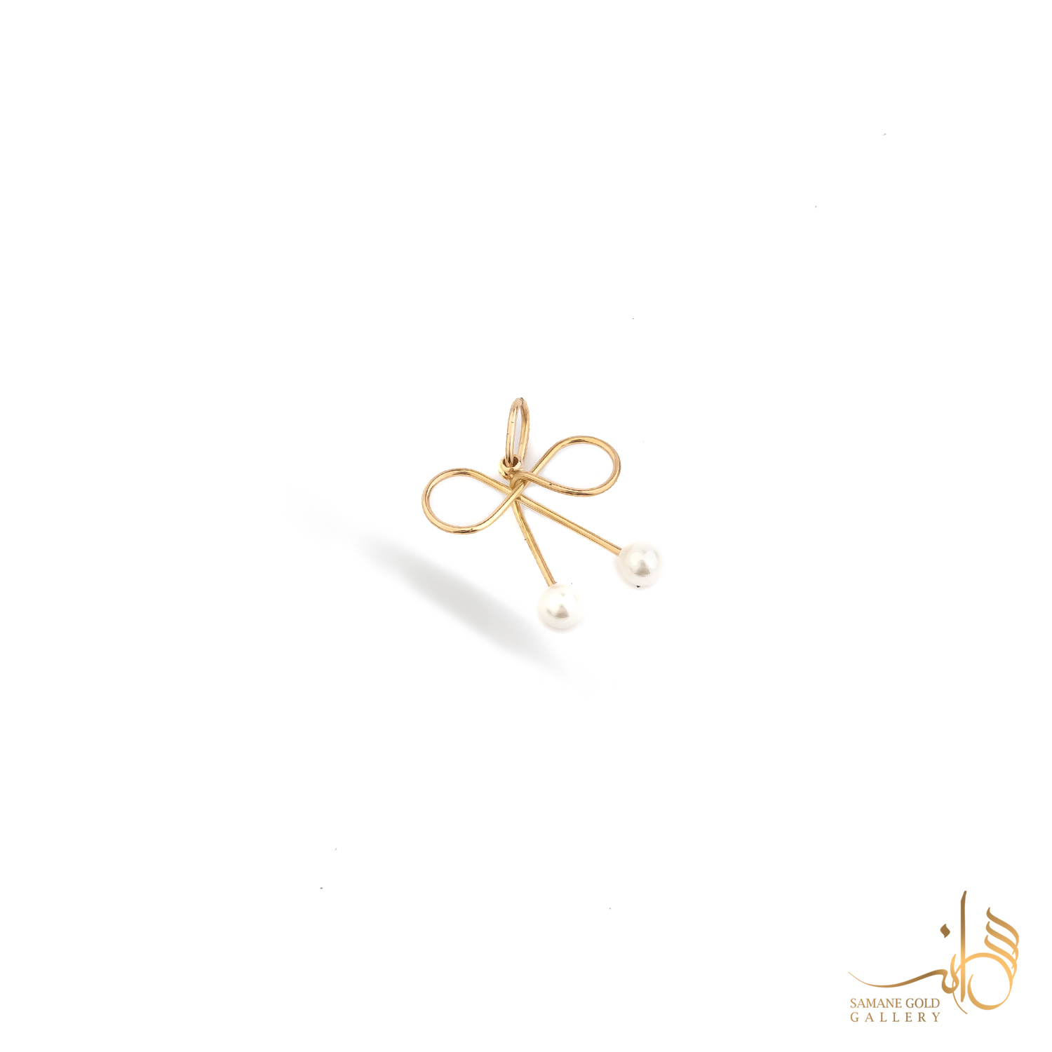 آویز طلا پاپیون مفتولی و مروارید