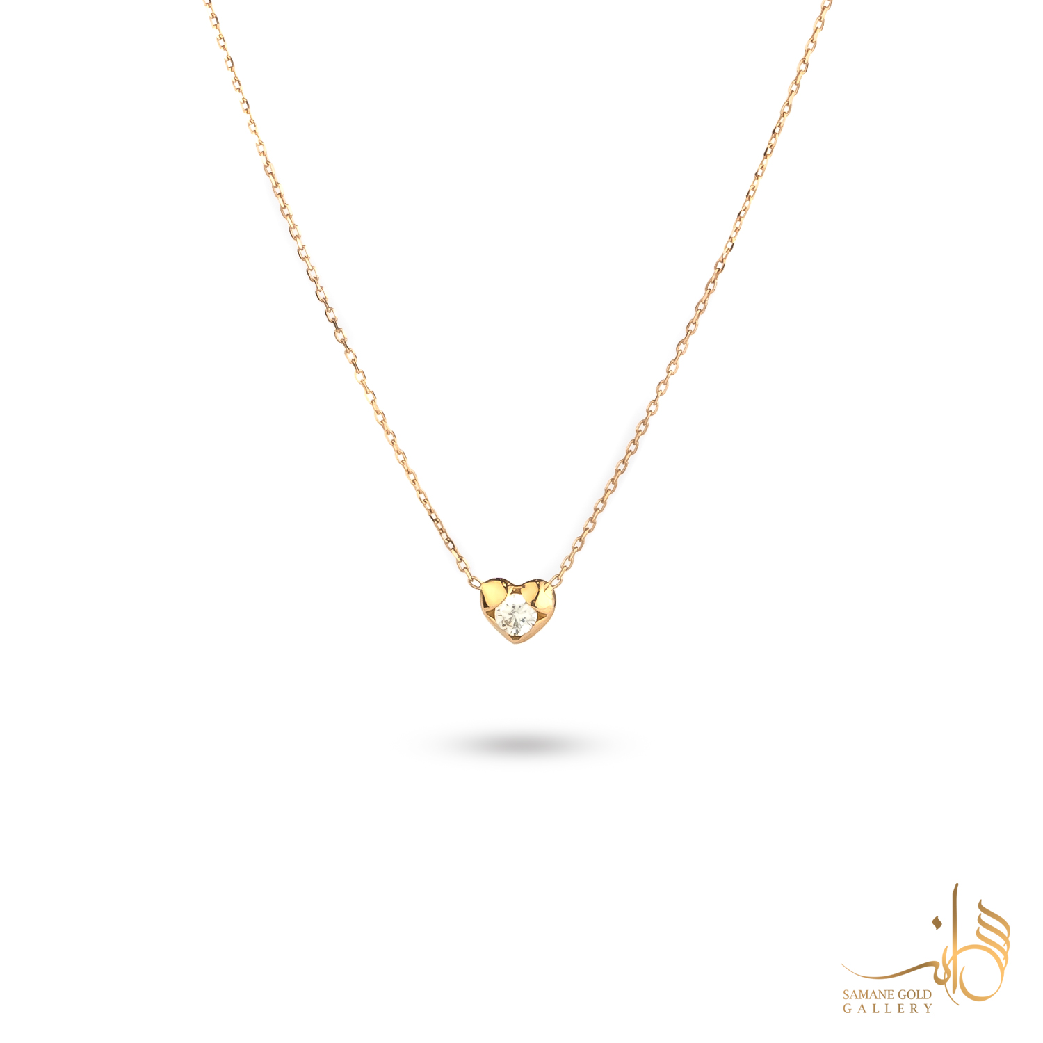 گردنبند طلا قلب تک‌نگین