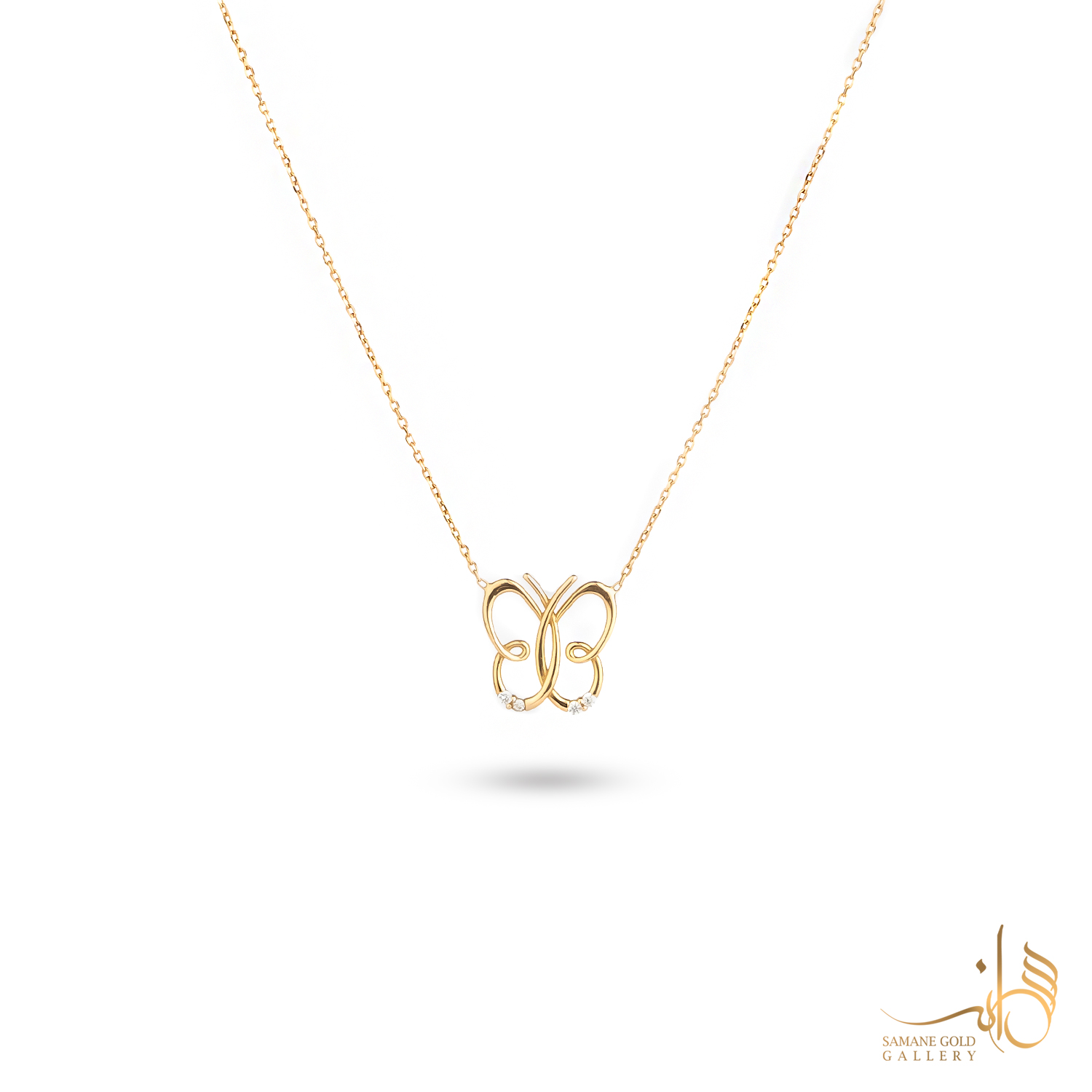 گردنبند طلا پروانه نگینی