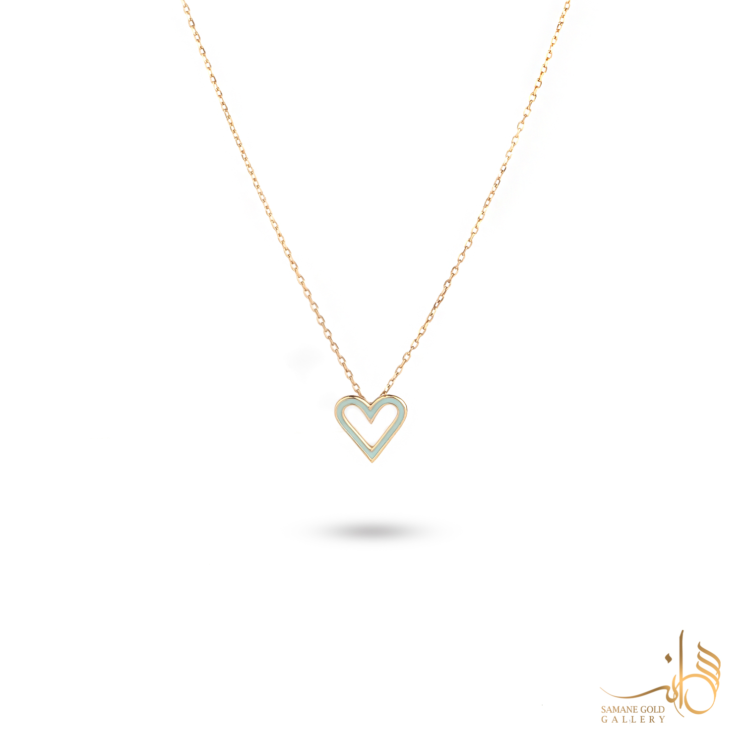 گردنبند طلا قلب توخالی آبی