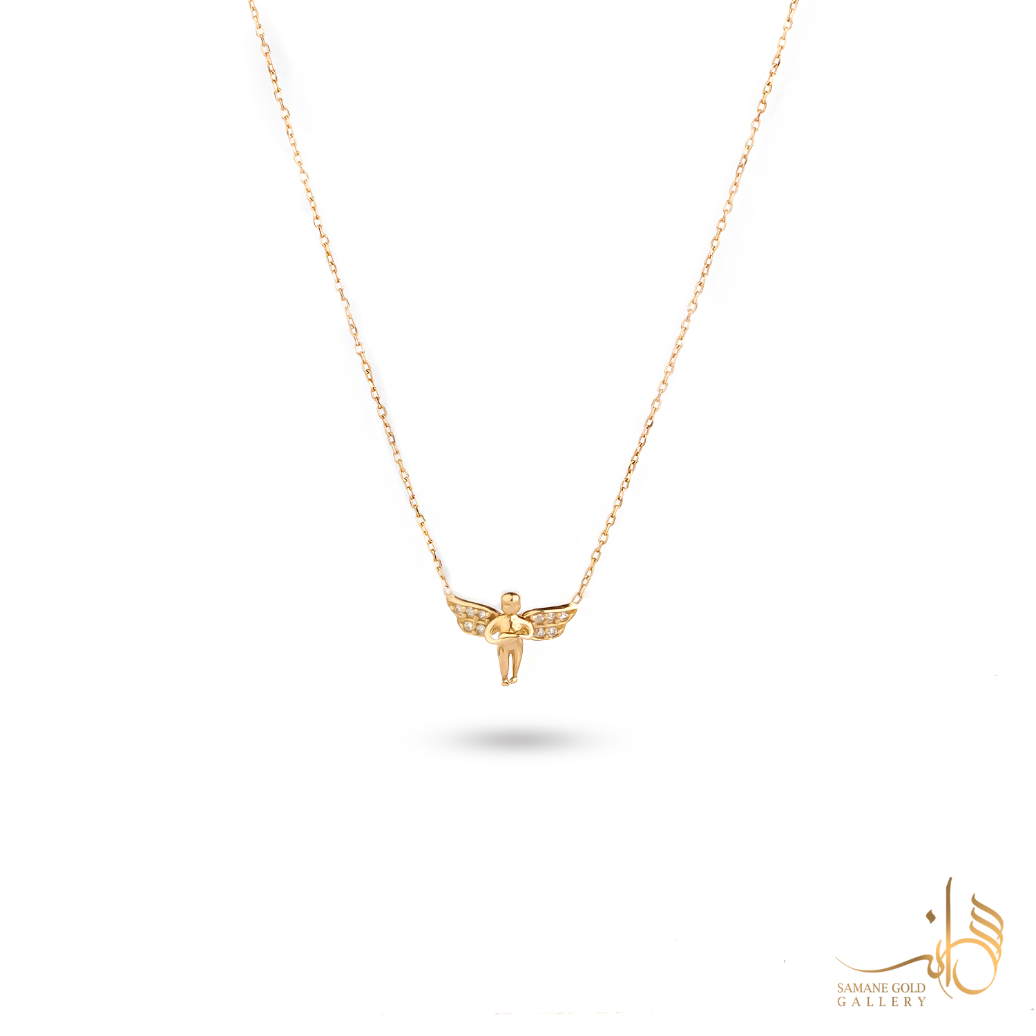 گردنبند طلا فرشته نگین‌دار