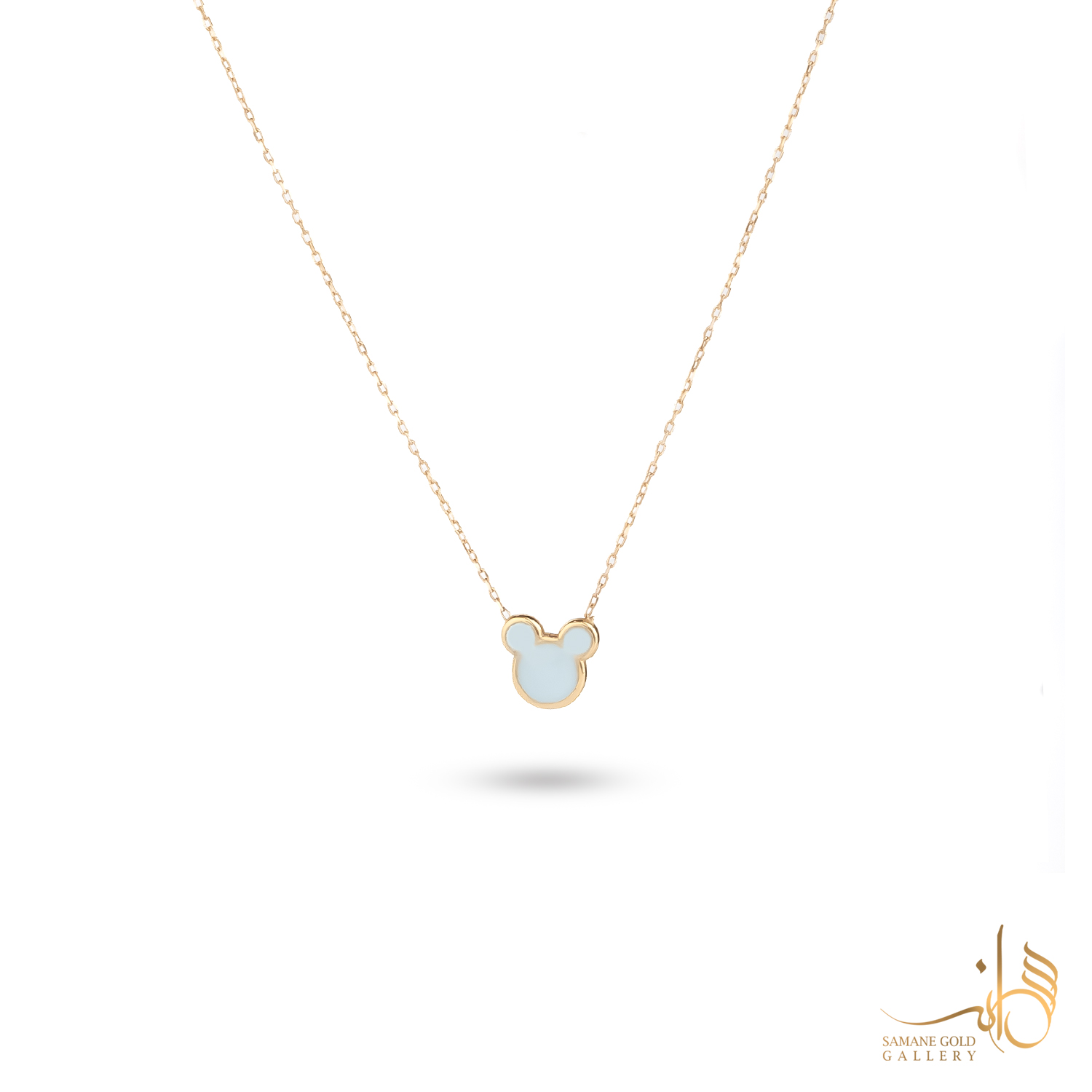 گردنبند طلا میکی مینا آبی