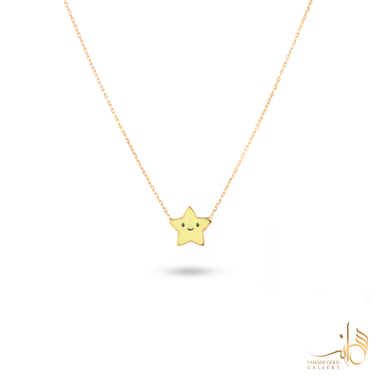 گردنبند طلا ستاره میناکاری زرد