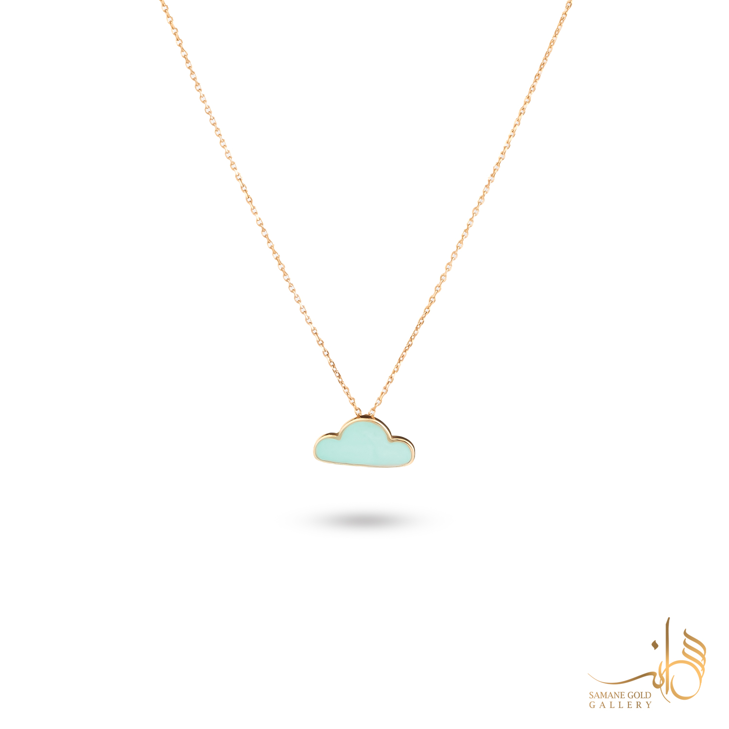 گردنبند طلا ابر میناکاری آبی