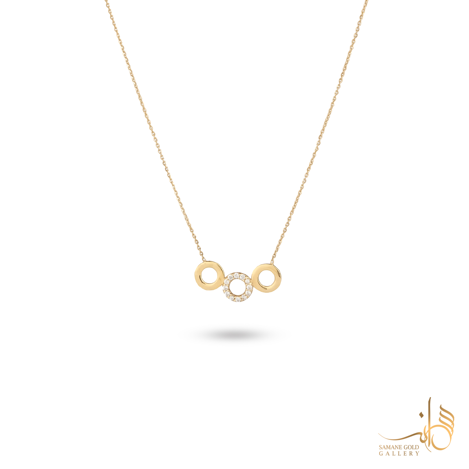 گردنبند طلا سه دایره نگین‌دار