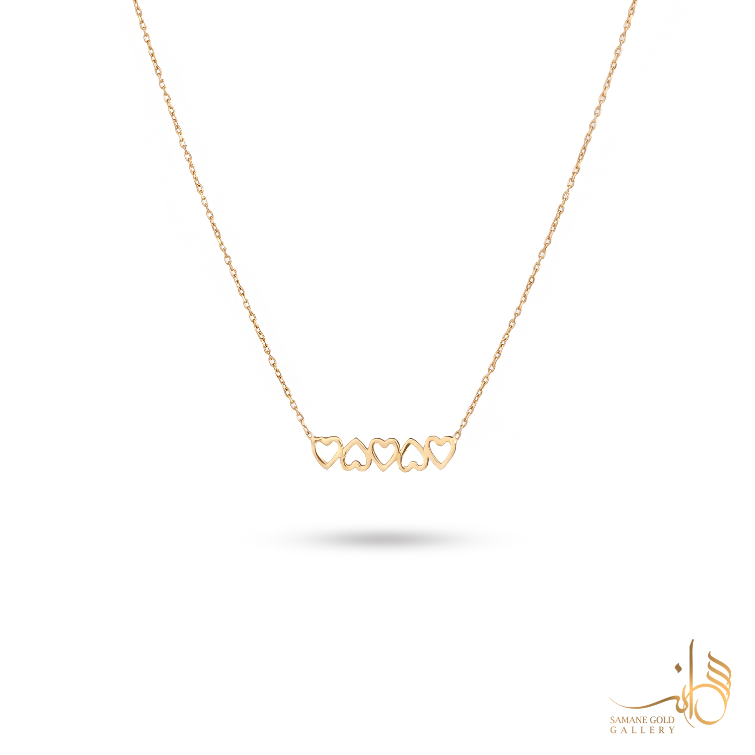 گردنبند طلا پنج قلب توخالی