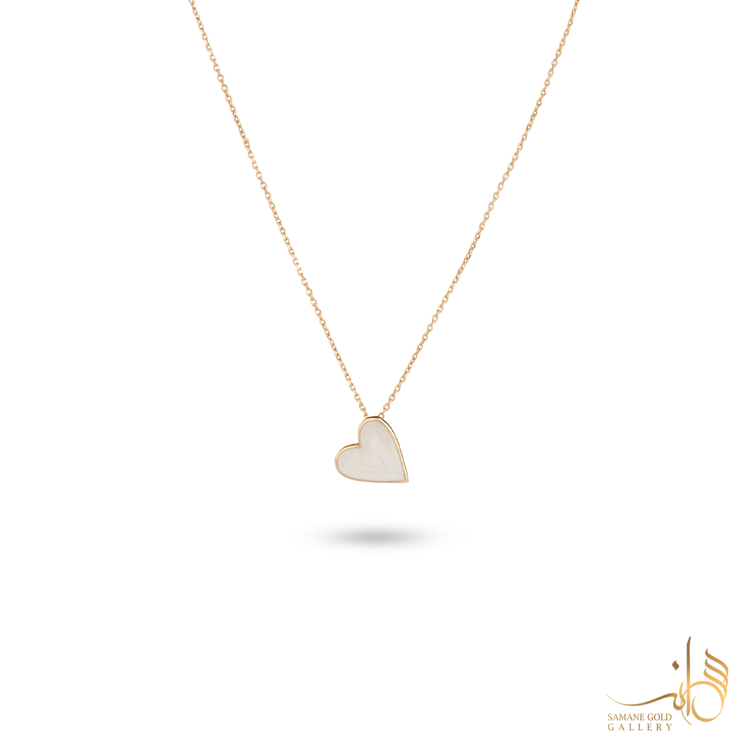 گردنبند طلا قلب میناکاری سفید