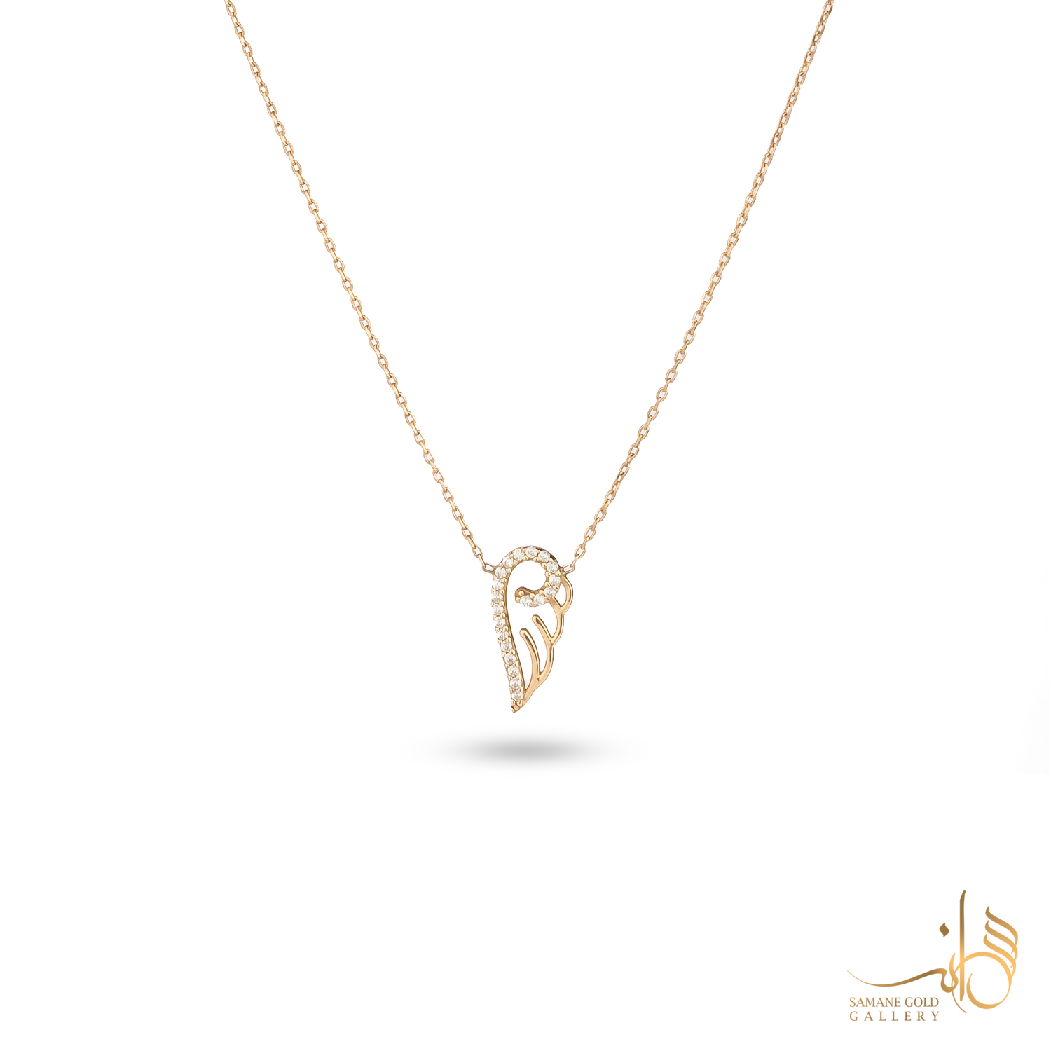 گردنبند طلا بال فرشته نگین‌دار