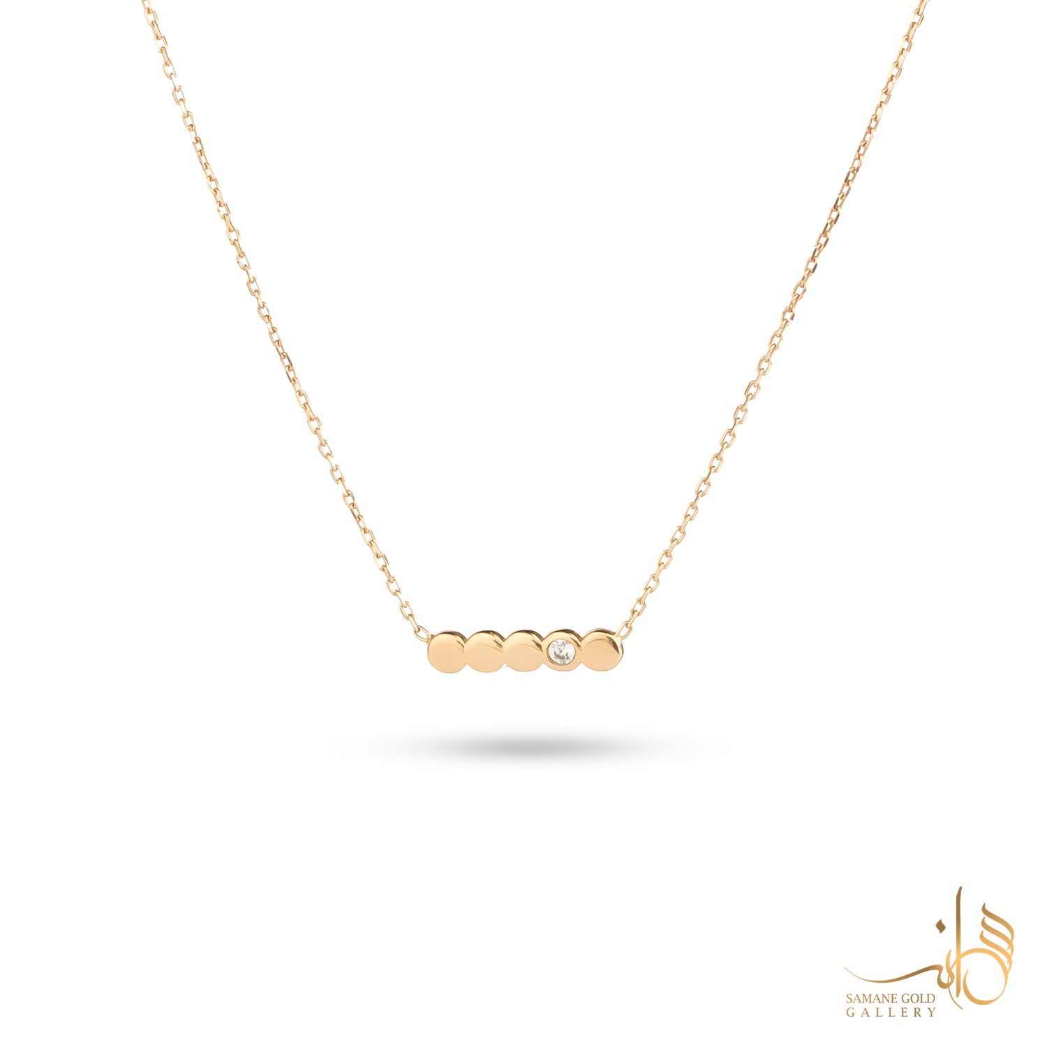 گردنبند طلا پنج دایره تک‌نگین