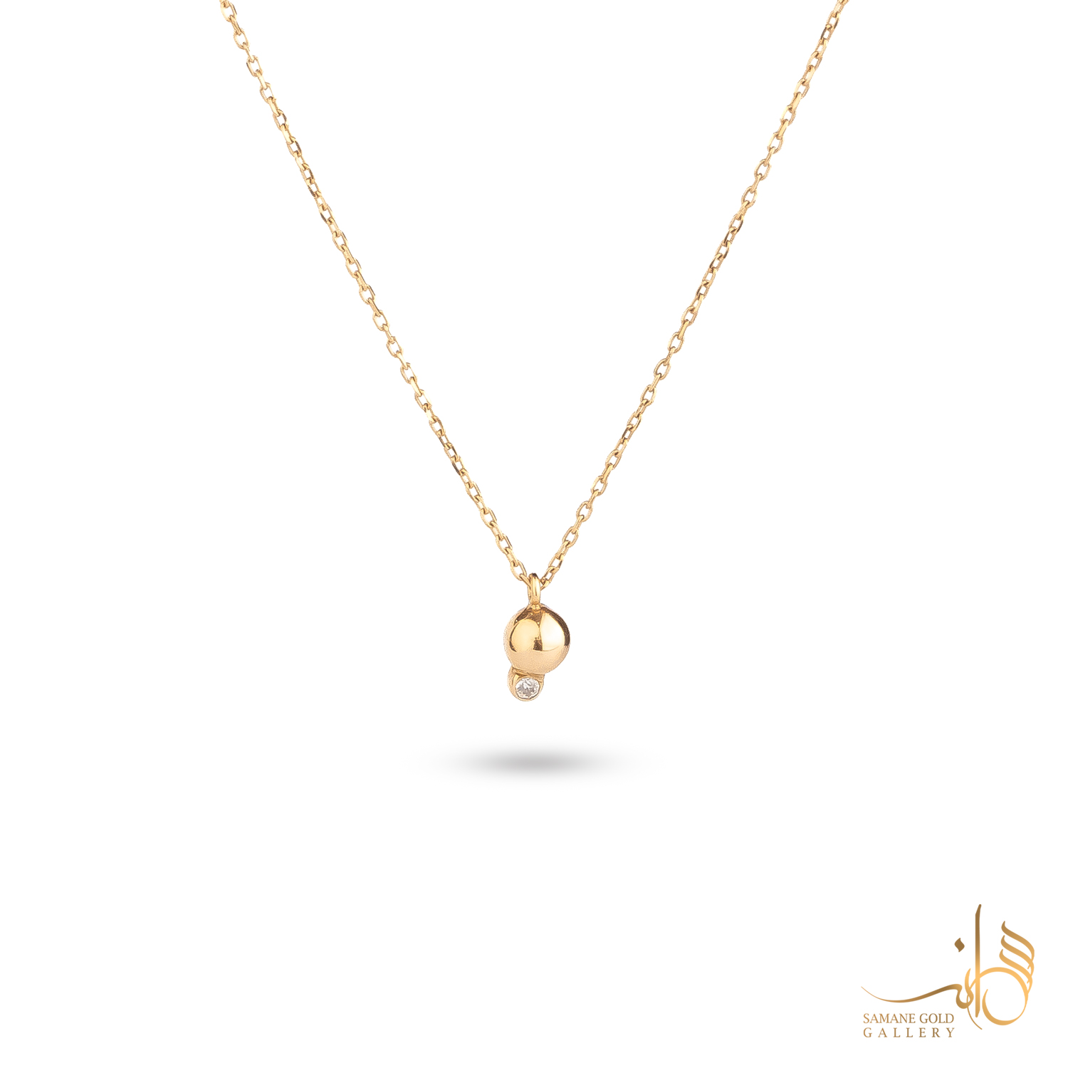 گردنبند طلا گوی و تک‌نگین