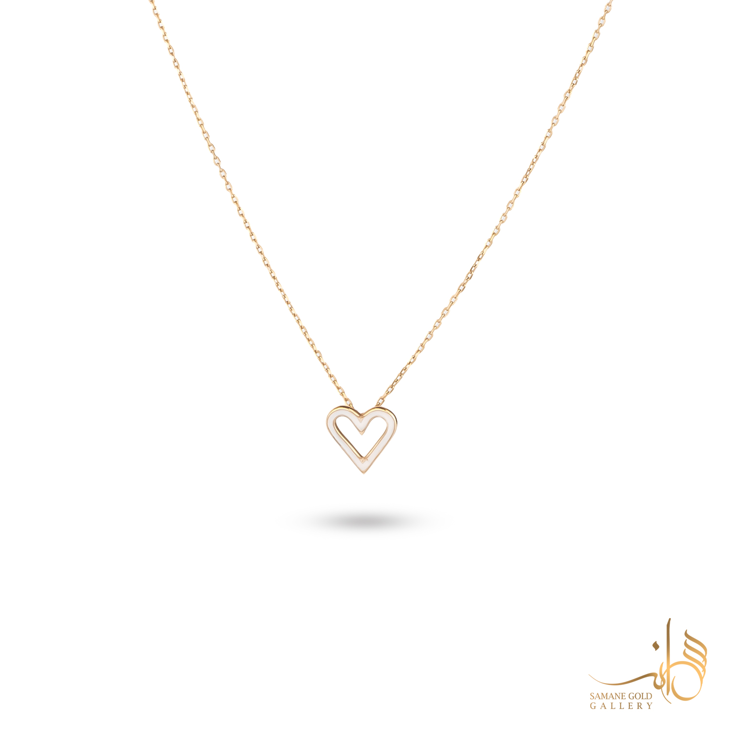 گردنبند طلا قلب مینا صورتی