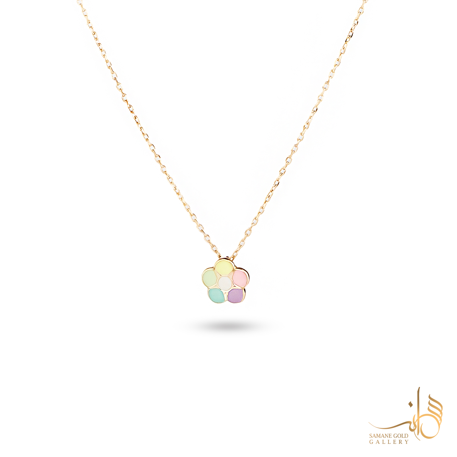 گردنبند طلا گل رنگی