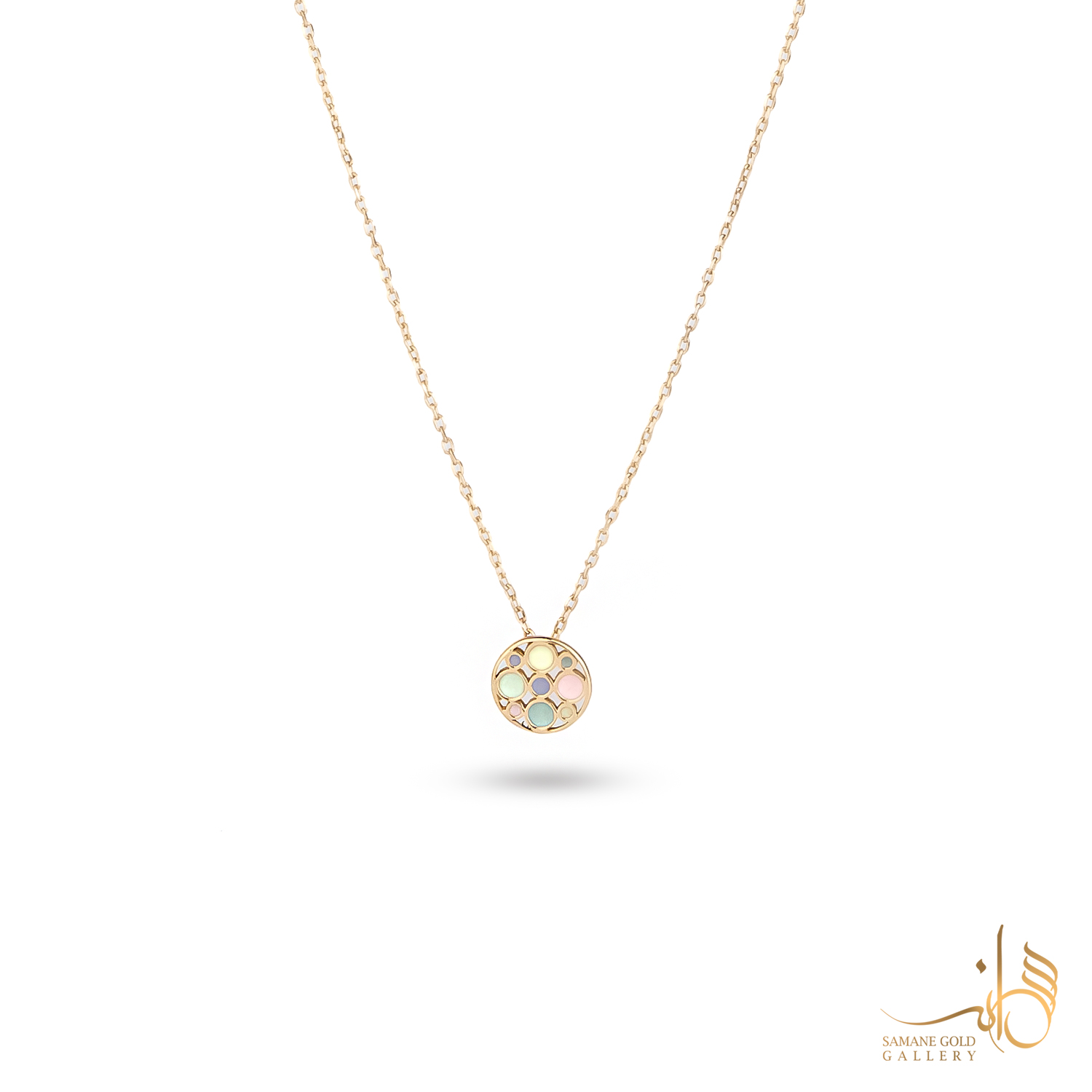 گردنبند طلا دایره رنگی
