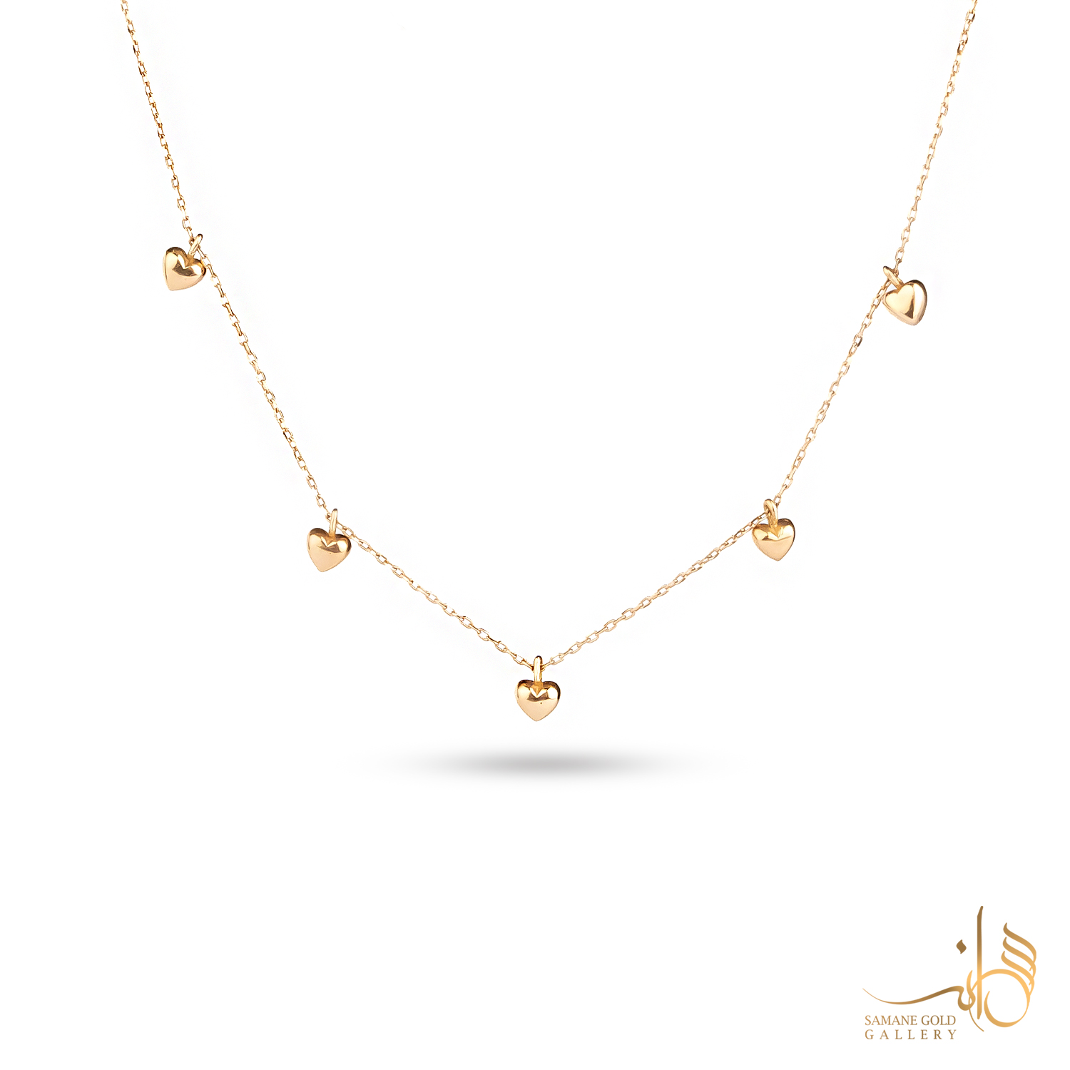 گردنبند طلا قلب پنج تایی