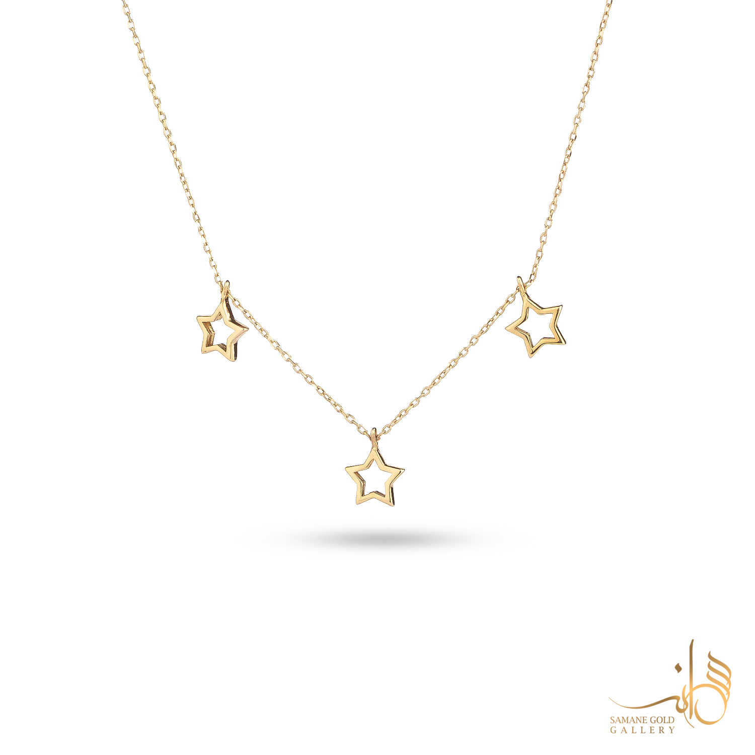 گردنبند طلا ستاره توخالی سه تایی