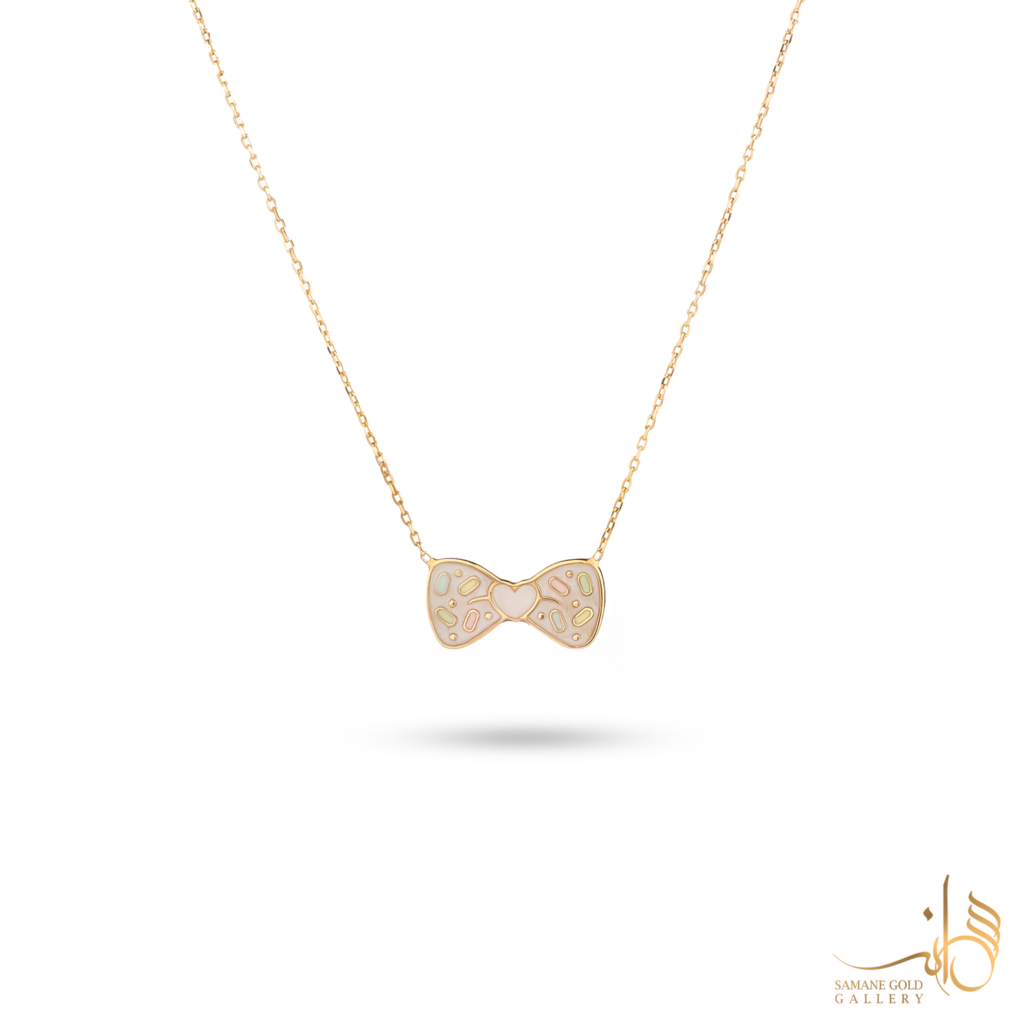 گردنبند طلا پاپیون صورتی