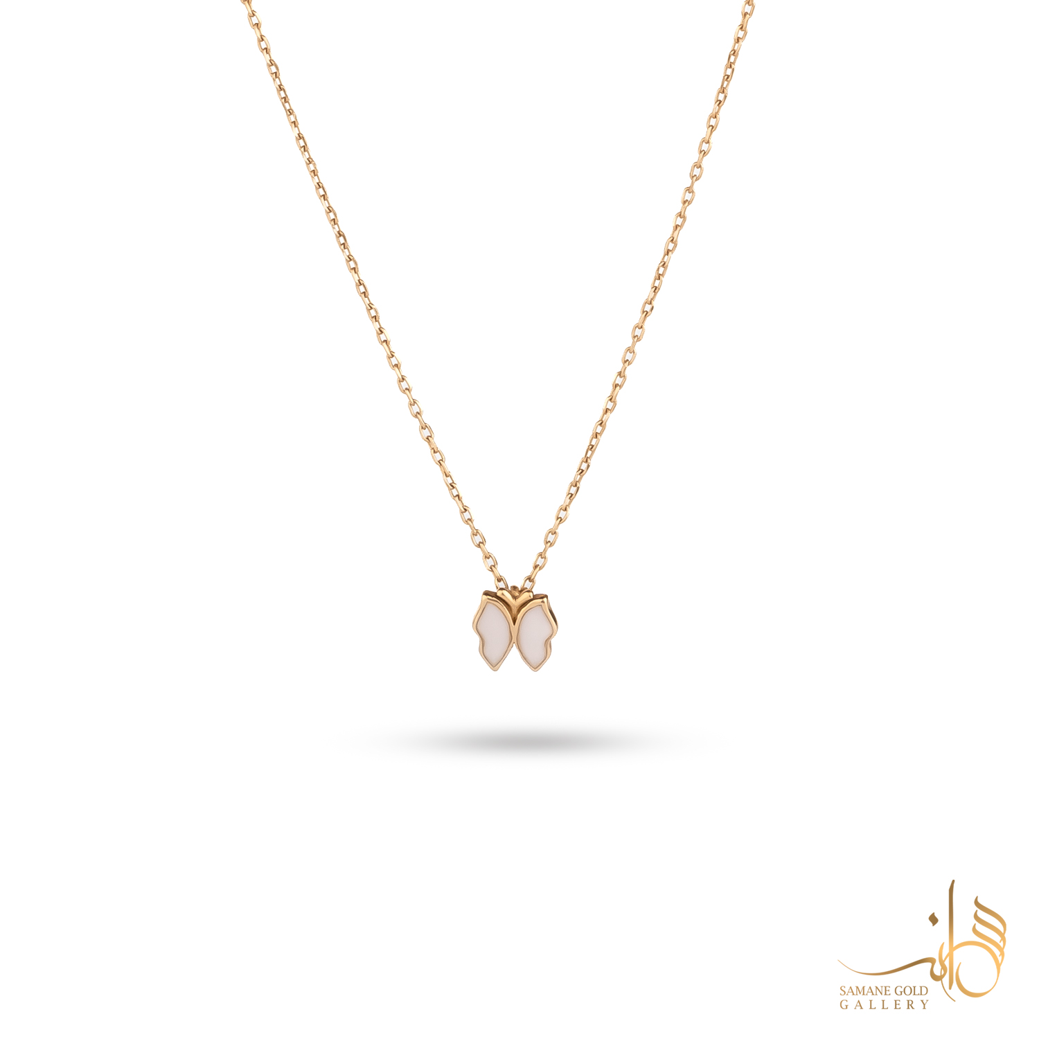 گردنبند طلا پروانه ریز صورتی