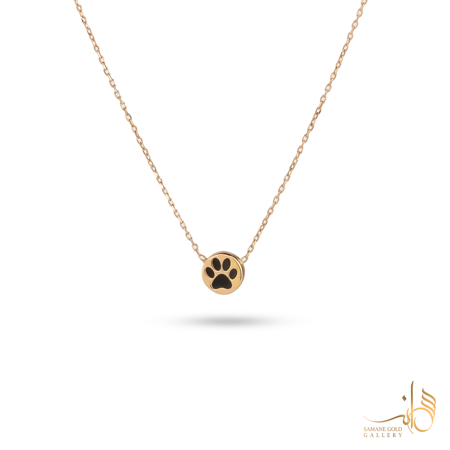 گردنبند طلا ردپا مینا مشکی