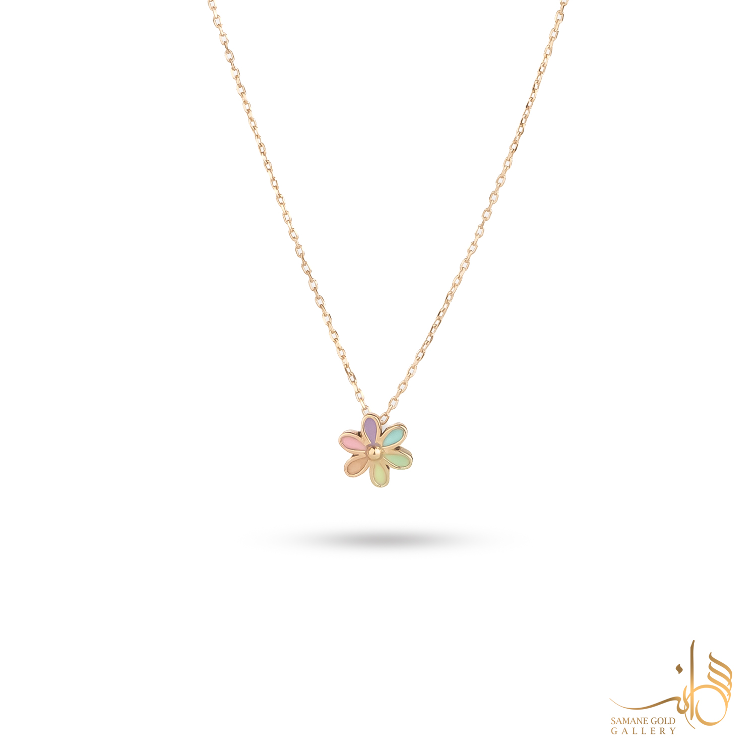 گردنبند طلا گل رنگین‌کمانی