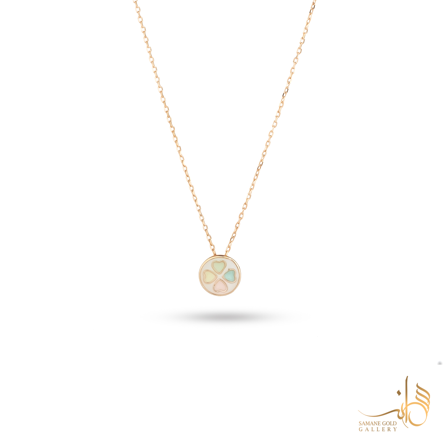 گردنبند طلا شبدر رنگین‌کمانی