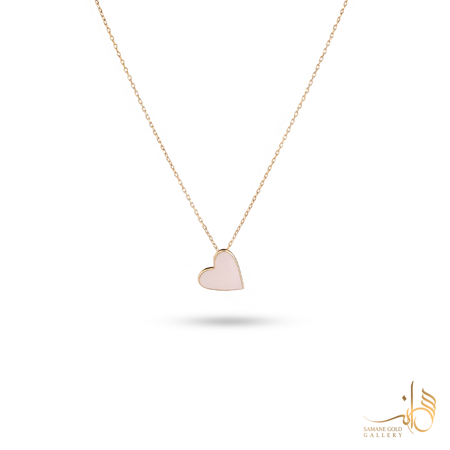 گردنبند طلا قلب مینا صورتی