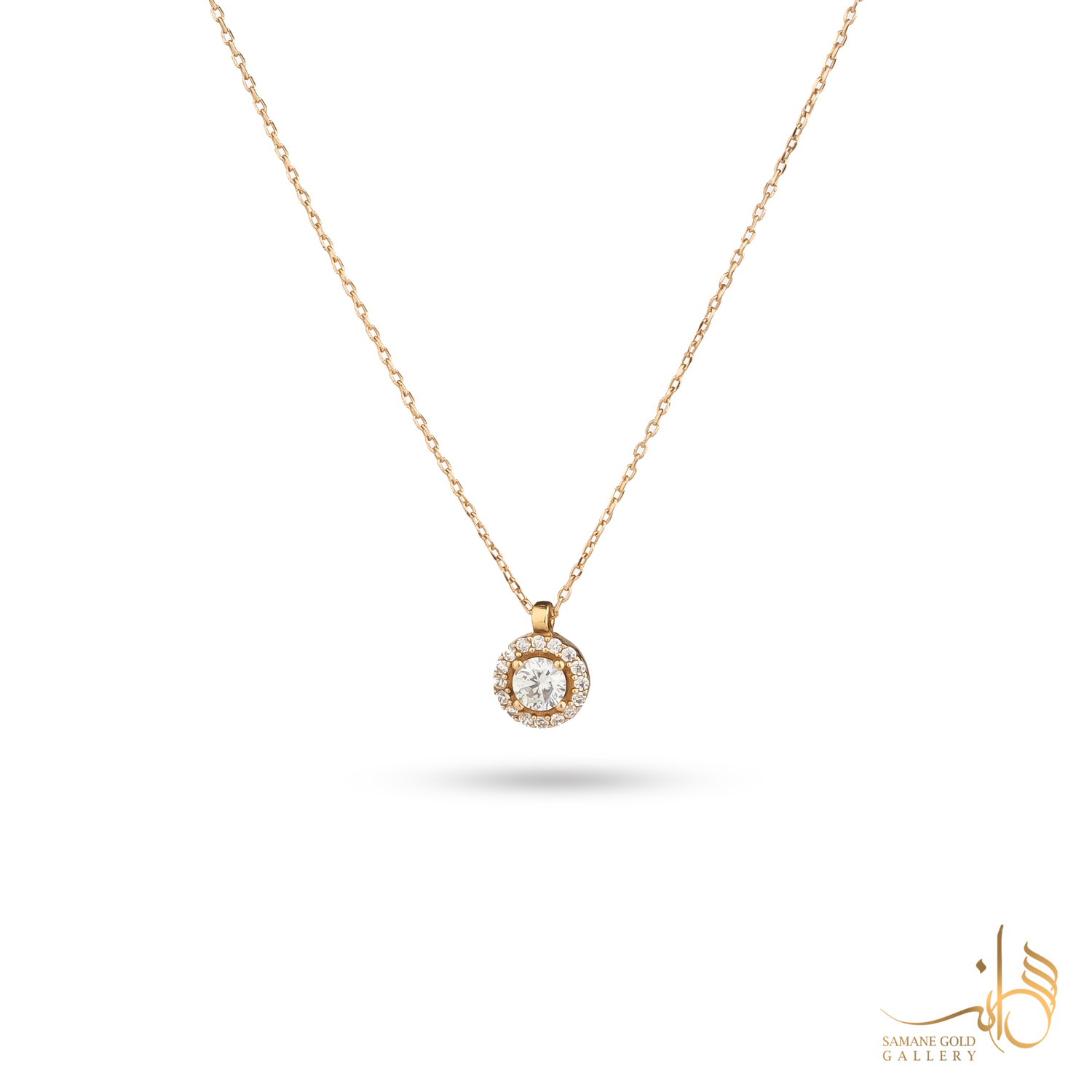 گردنبند طلا دایره تک نگین