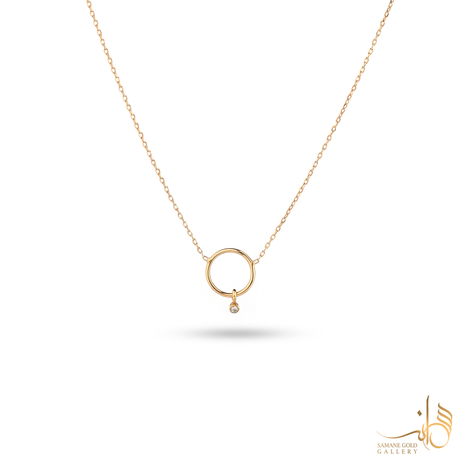 گردنبند طلا حلقه نگین آویز