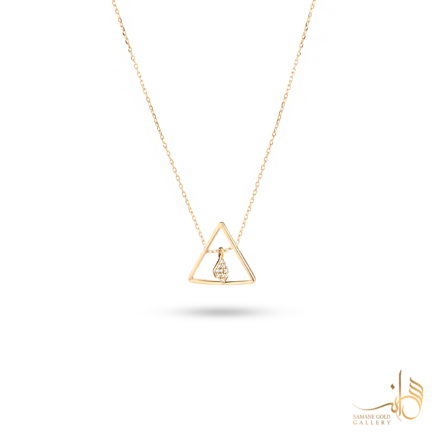 گردنبند طلا مثلث و لوزی نگین‌دار