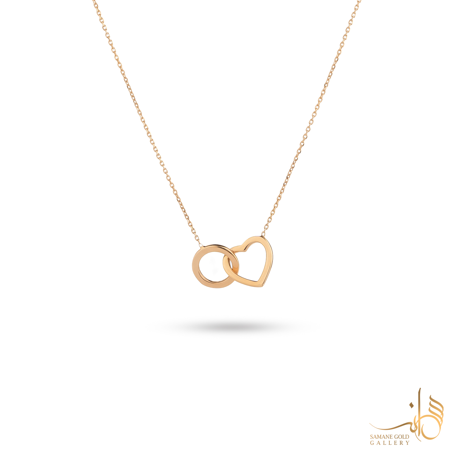 گردنبند طلا حلقه و قلب ساده