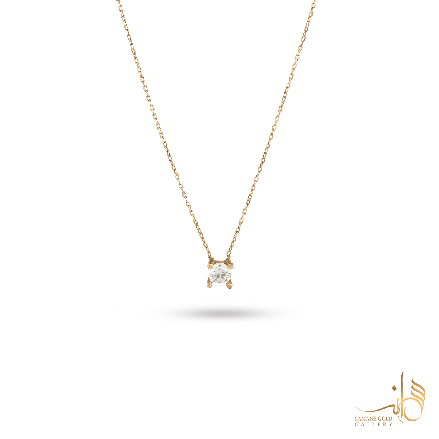 گردنبند طلا تک نگین درشت
