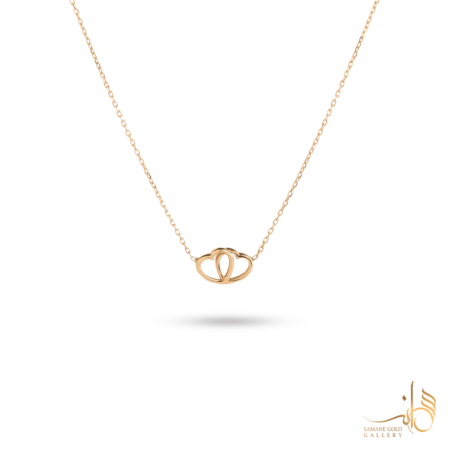 گردنبند طلا دو قلب ریز