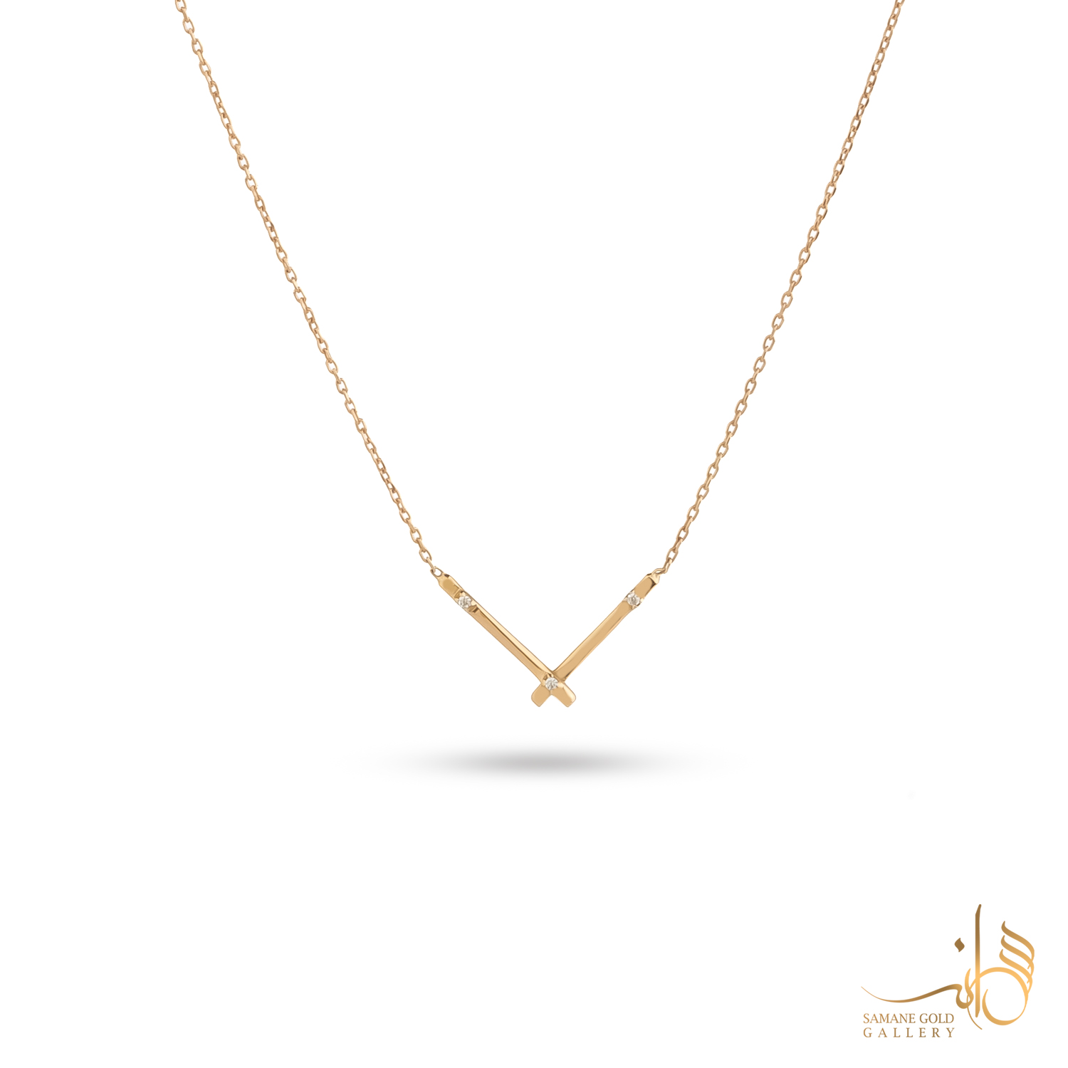 گردنبند طلا تقاطع نگین‌دار