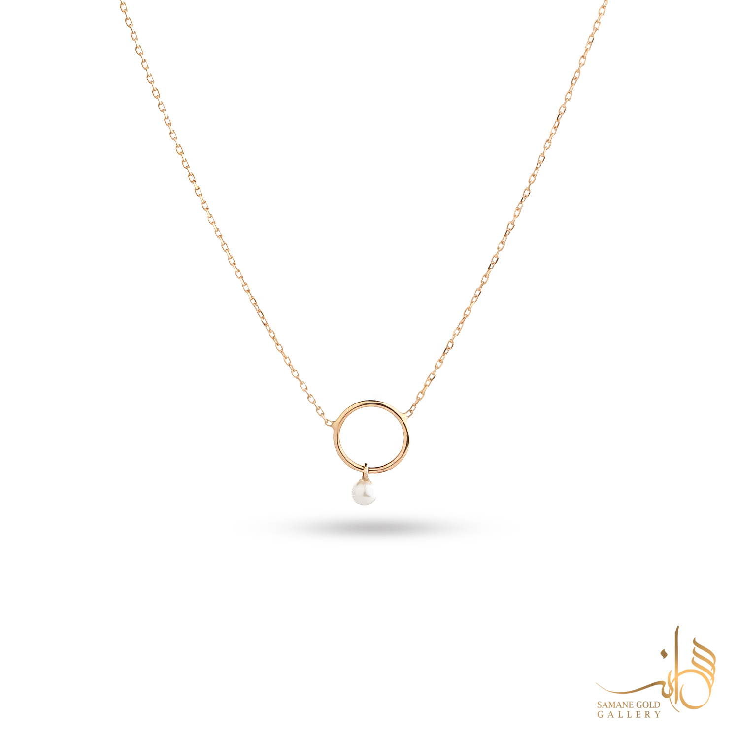 گردنبند طلا دایره آویز مروارید