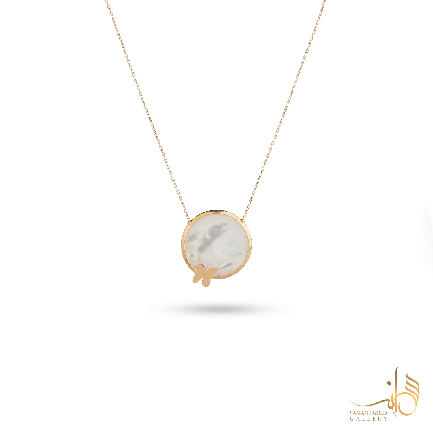 گردنبند طلا پروانه صدف دار