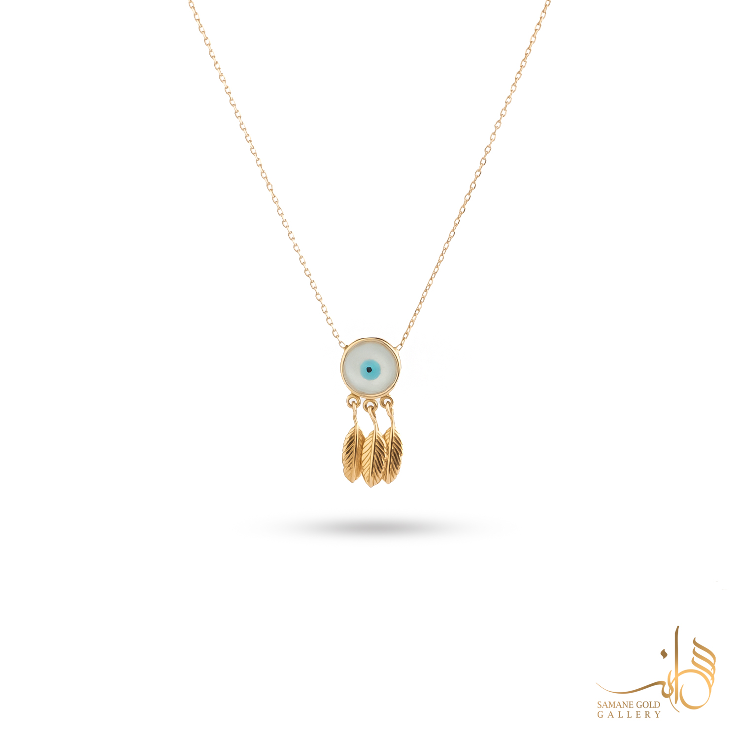 گردنبند طلا چشم‌نظر و سه پر