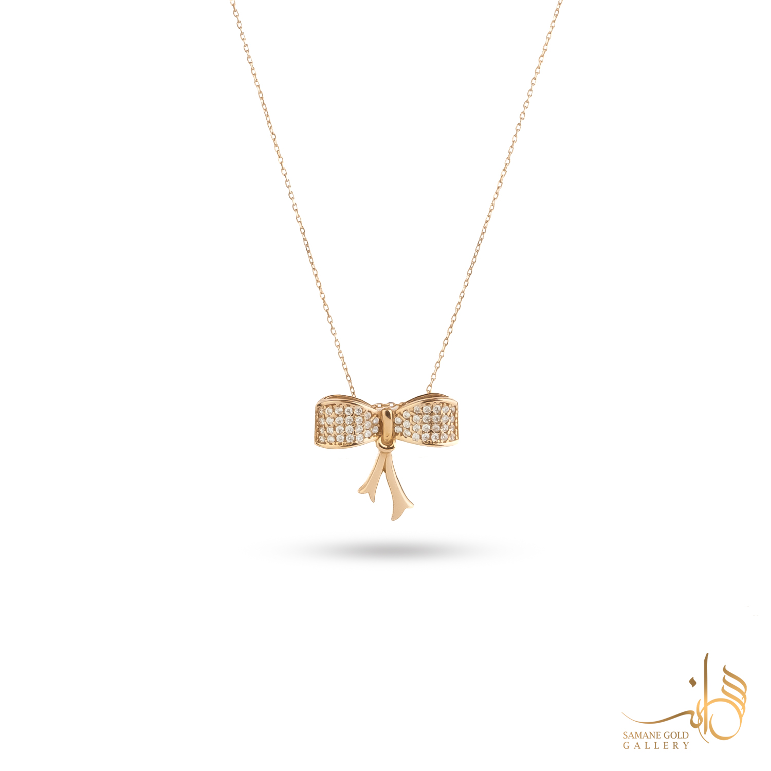 گردنبند طلا پاپیون نگین‌دار